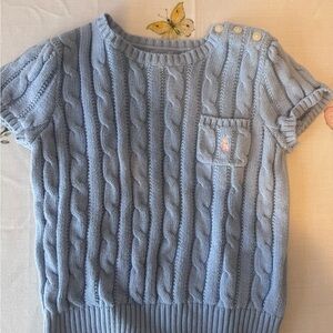 Ralph Lauren Baby Blue Cable Knit Short Sleeve Sweater Top
